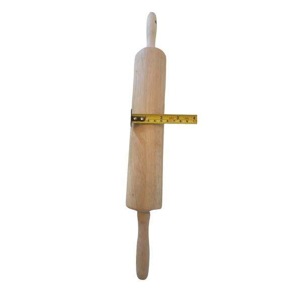 Vintage 18" Maple Wood Rolling Pin Turning Handles Baking Farmhouse Décor - Picture 7 of 9